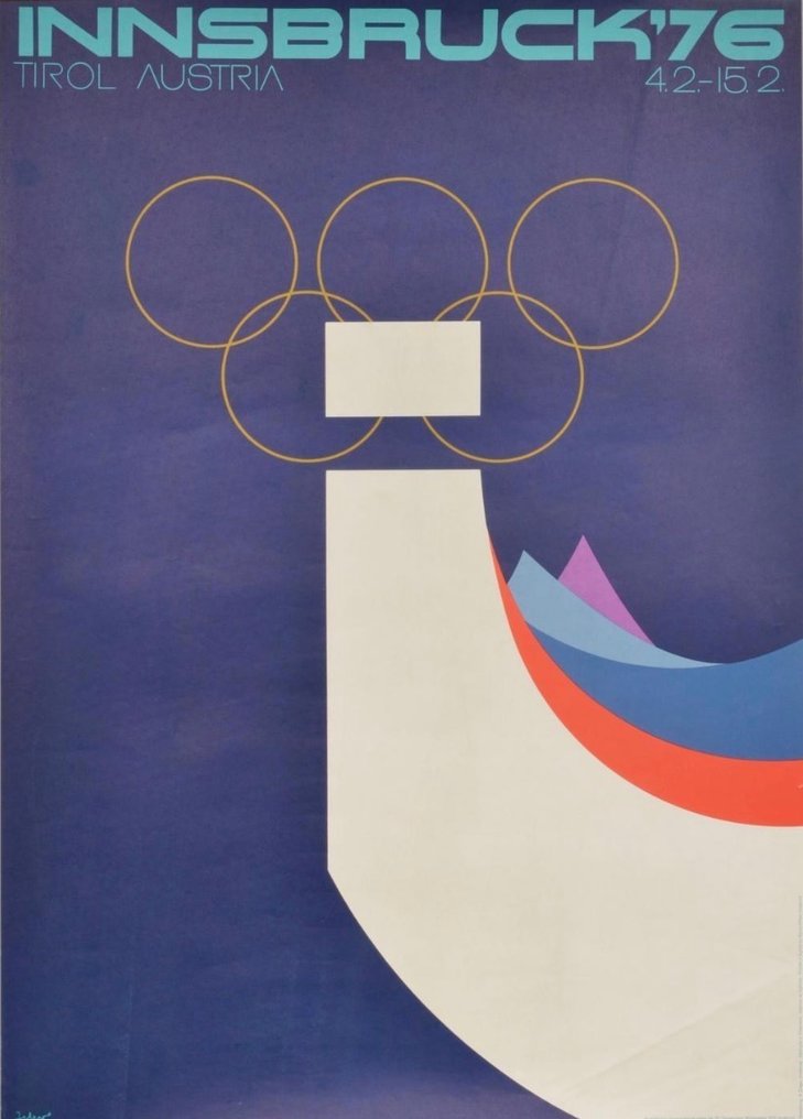 Arthur Zelger - Alpina-Offset - Innsbruck 1976 – XII Olympische Winterspiele Affiche officielle, Autriche - Δεκαετία του 1970 #3.2