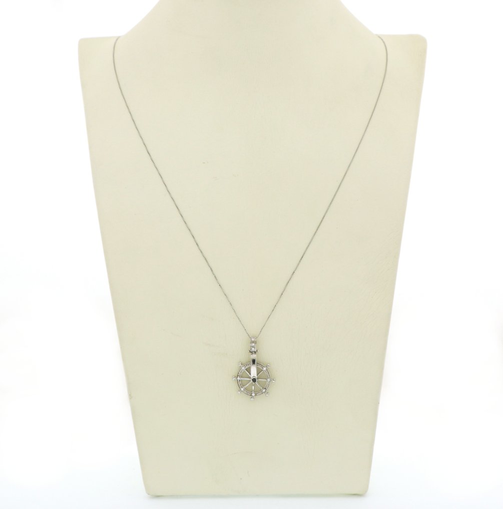 Sem preço de reserva - Colar com pingente - 18 K Ouro branco -  0.11ct. tw. Diamante (Natural)  - Diamante #2.1