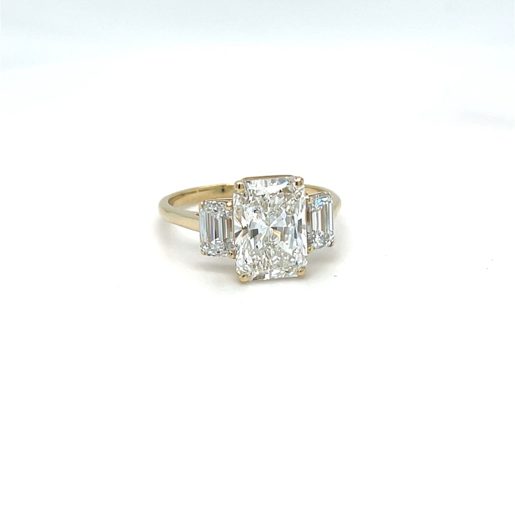 Bague - 14 carats Or jaune - 4.00ct. tw. Diamant (Cultivé en laboratoire) - Diamant #2.1