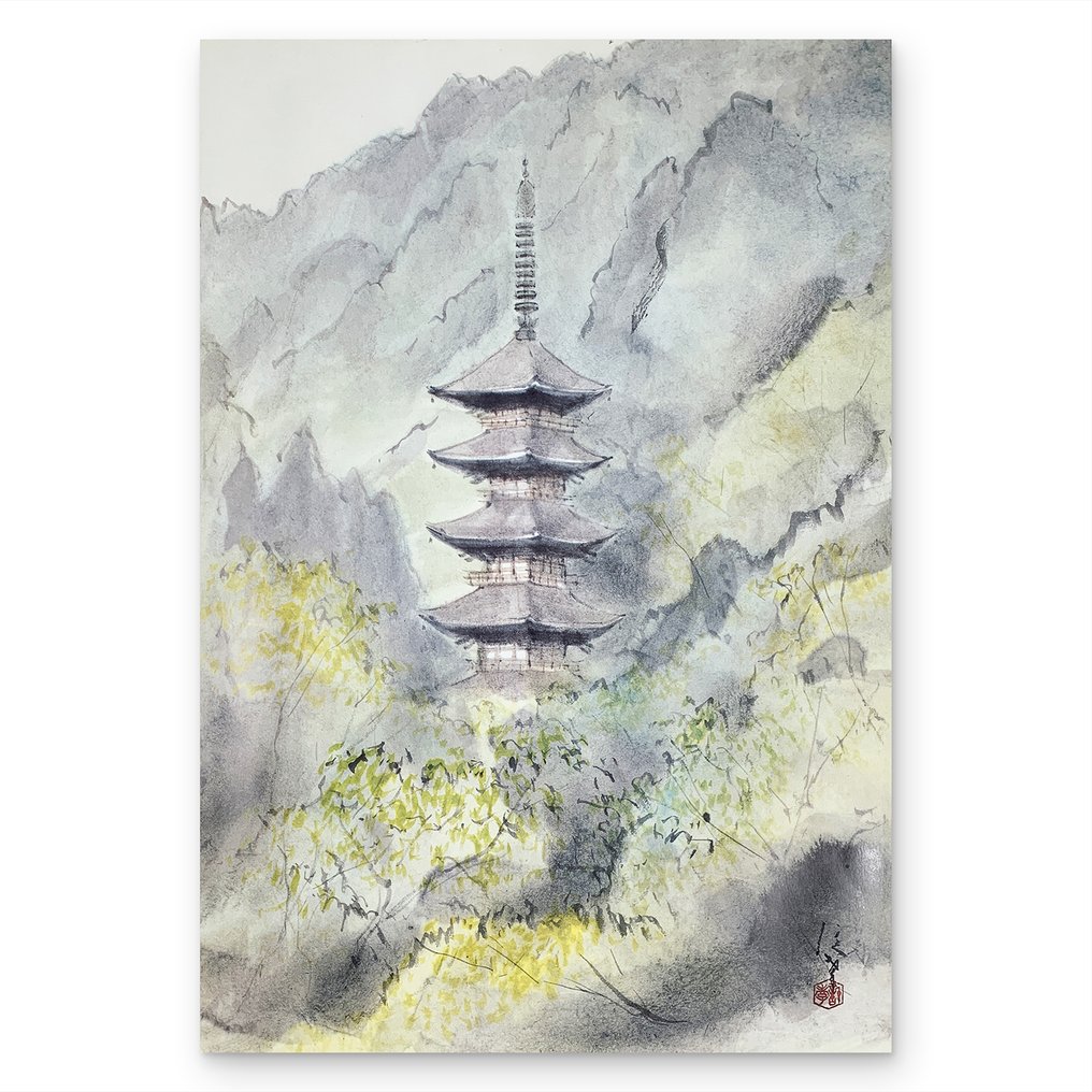 Gojūnotō-zu(五重塔図) - Okano Nobutaka(岡信孝 , 1932-) - 日本  (没有保留价) #1.0