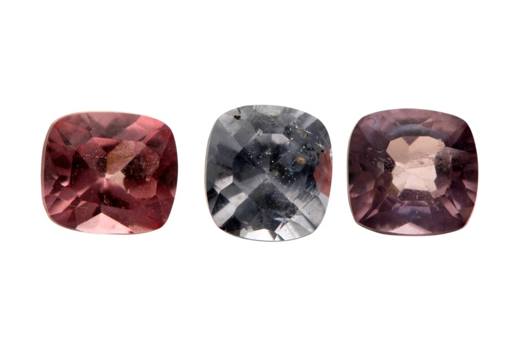 No reserve price - 3 pcs  Violet, Pink, Grey Spinel  - 1.80 ct - Instituto Gemólogico Español (IGE) #1.0