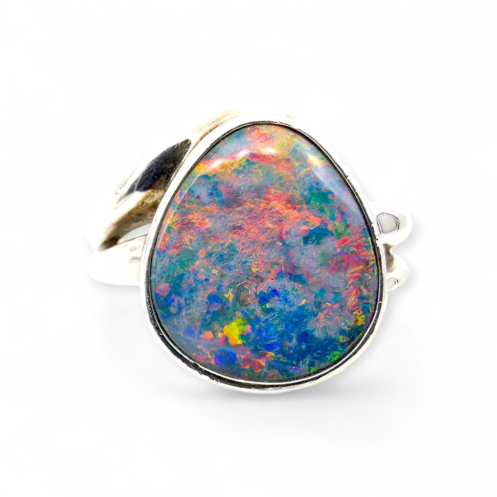 Zonder minimumprijs - Ring Zilver - Opal Doublet (Gecertificeerd) #1.0