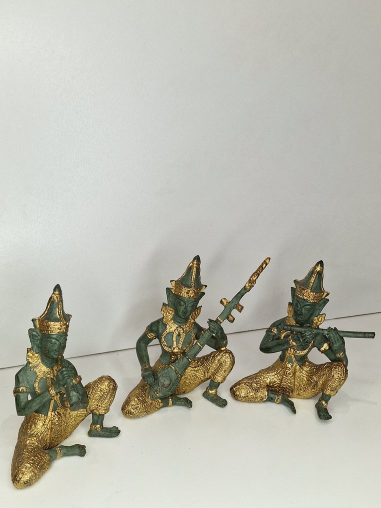 Set of 4 Thai Gilt Bronze celestial deity - 雕塑 - 泰国 #1.0