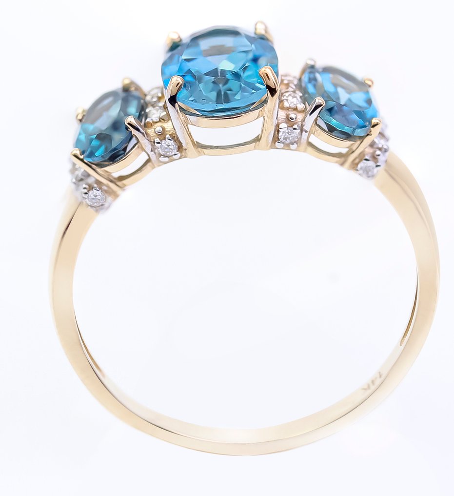 Sans prix de réserve - Bague - 14 carats Or jaune Topaze - Diamant - US-7 #4.3