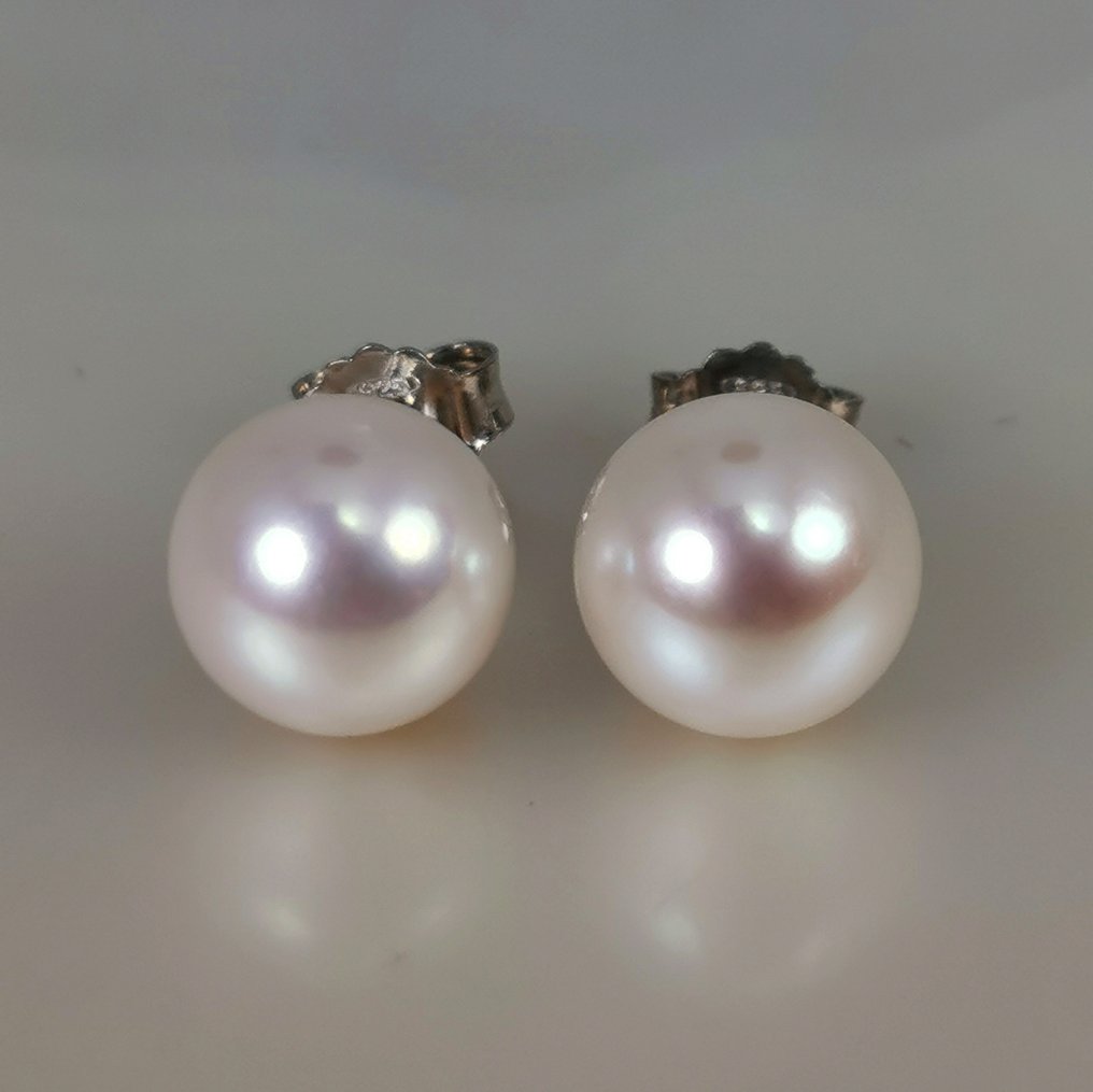 耳環 銀 珍珠 - 巨大的Akoya戒指，直径9.8毫米 #2.1