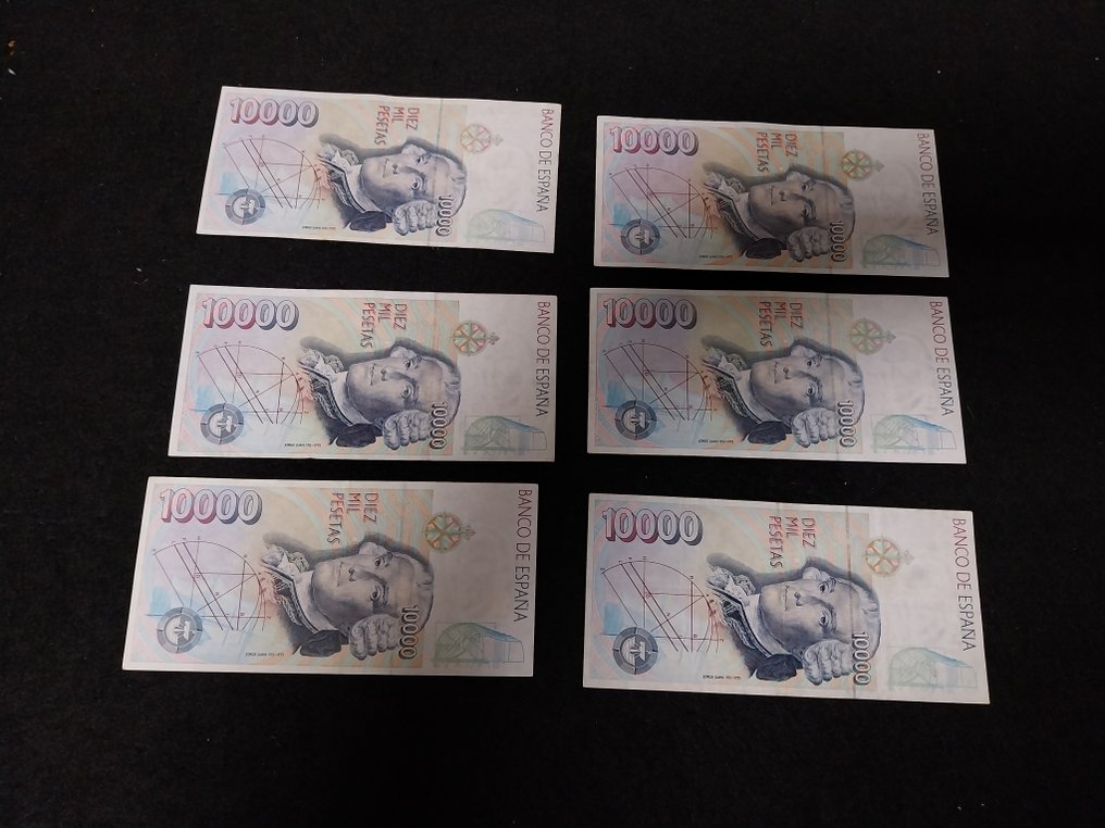 Spain. - 6 x 10 000 Pesetas 1992 - Pick 166  (No reserve price) #1.0