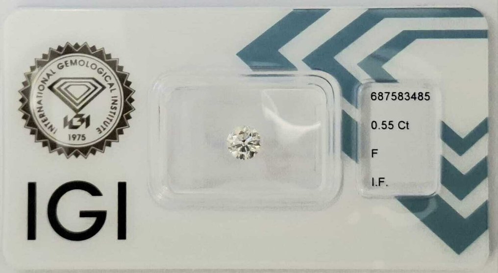 1 pcs Gyémánt (Természetes) - 0.55 ct - Kerek - F - IF - Nemzetközi Gemmológiai Intézet (IGI) #2.1