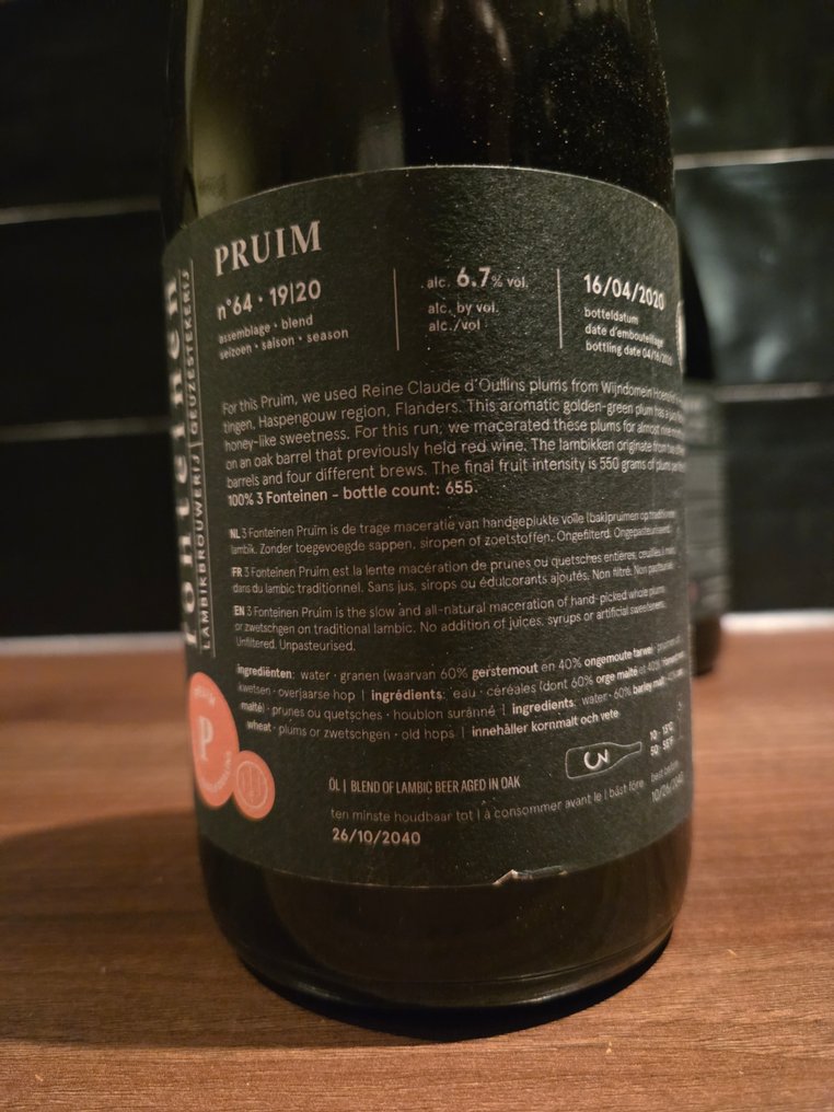 3 Fonteinen - Druif Dornfelder & Pruim Reine Claude D’Oullins (season 19|20) - 75cl -  2 bottles  #2.1