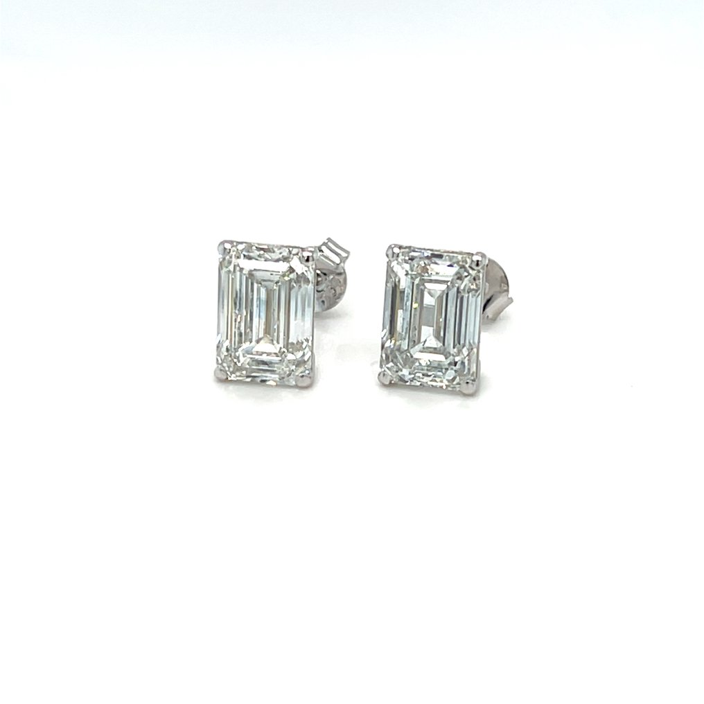 耳環 - 18 克拉 白金 -  6.20ct. tw. 鉆石 (實驗室培育) #4.3
