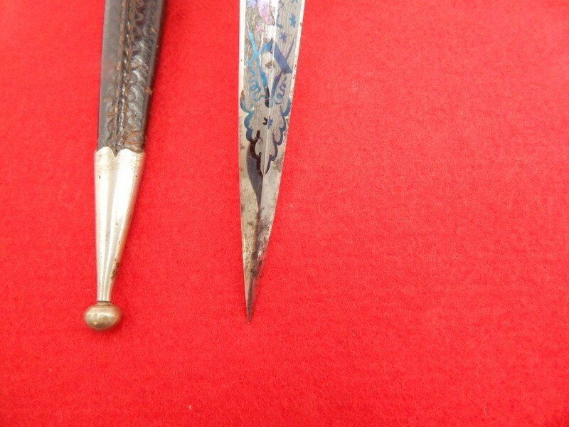 Necunoscut - Insignă - masonic franc maconnerie antique dagger with freemason engravings. - al 19-lea - mijloc #3.2