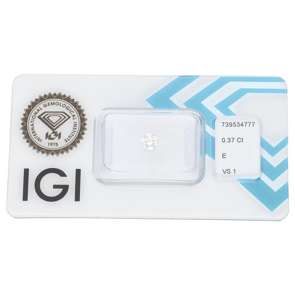没有保留价 - 1 pcs 钻石 (天然) - 0.37 ct - 圆形 - E - VS1 轻微内含一级 - 国际宝石研究院(IGI) #1.0