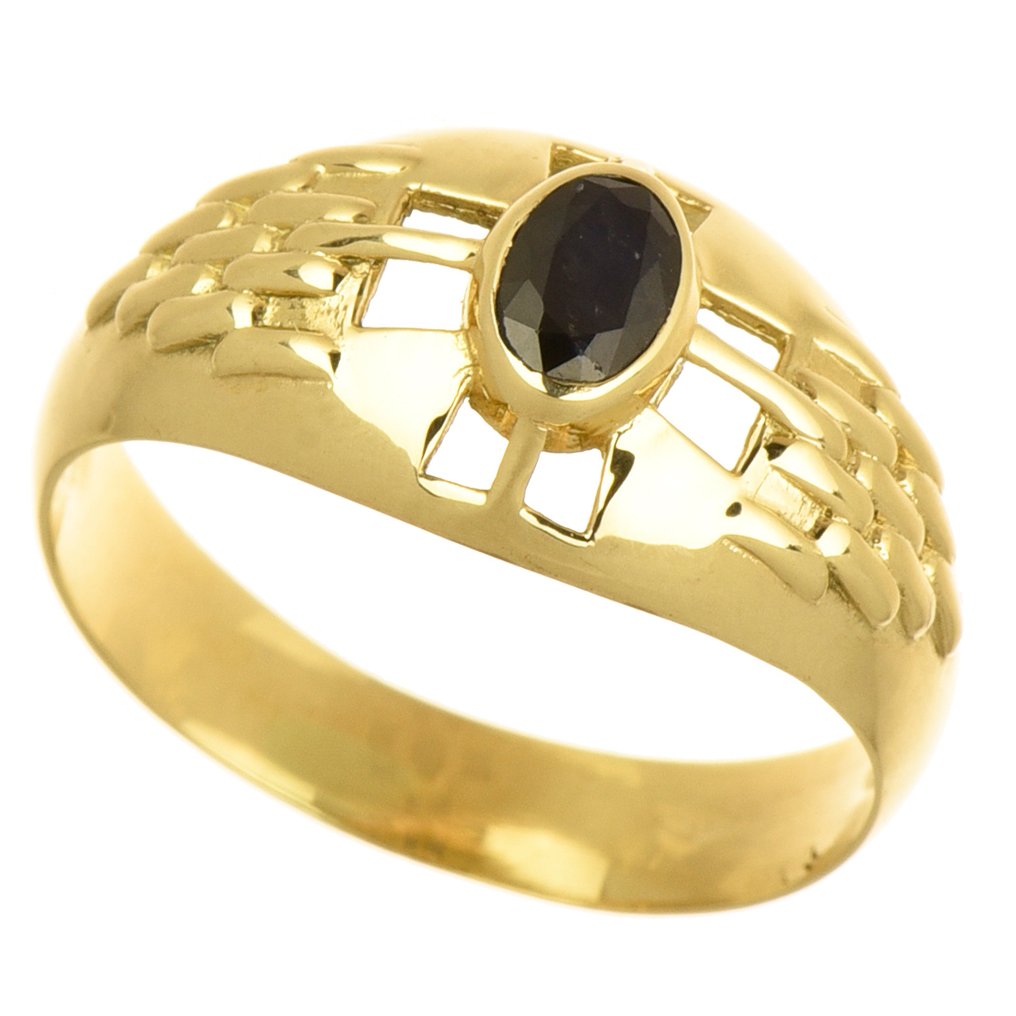 戒指 - 14K包金 黄金 蓝宝石 #1.0