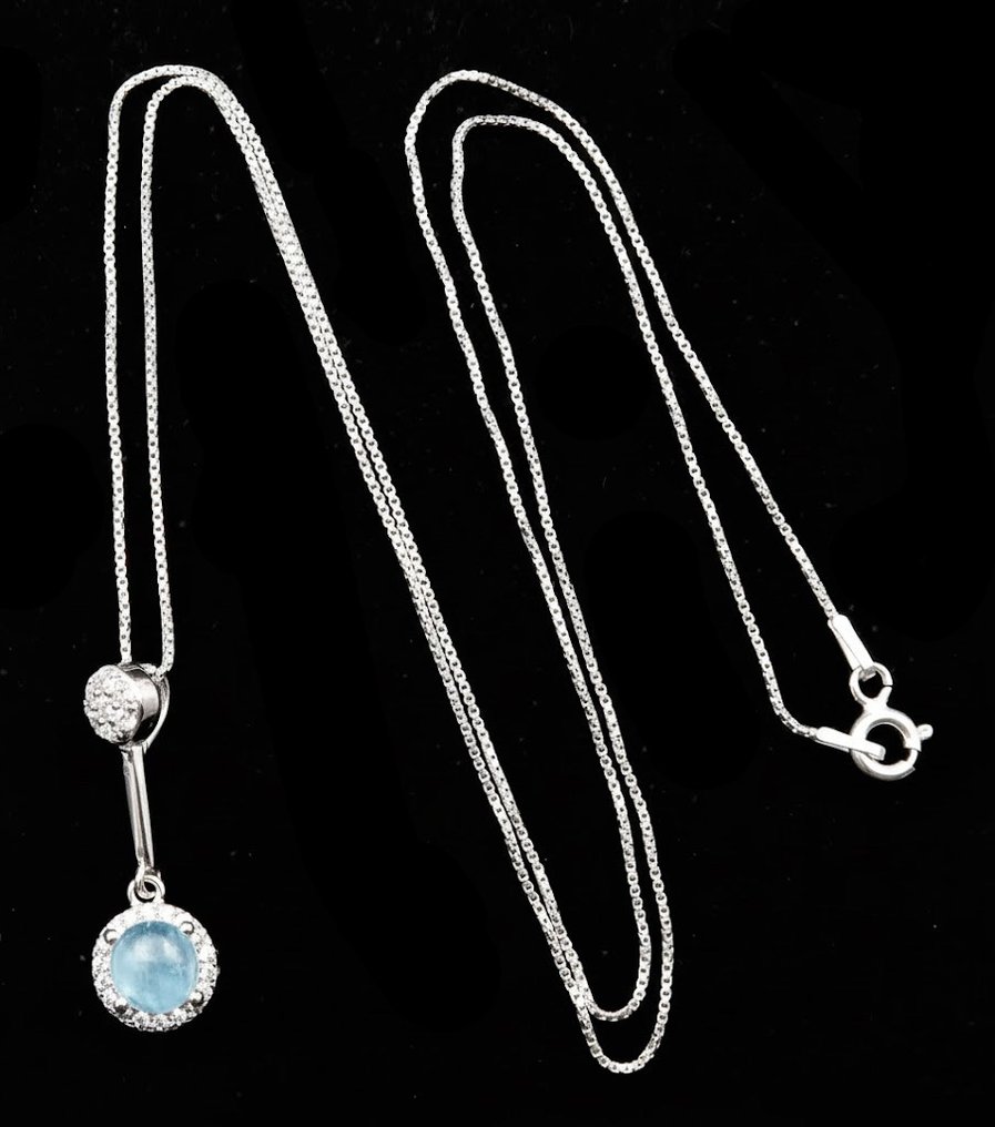 Acquamarina - Argento, Collier Aigue-Marine Goutte d'Azur : Serenità & Gioia di Vivere - Argento 925 - Collana con ciondolo #2.1
