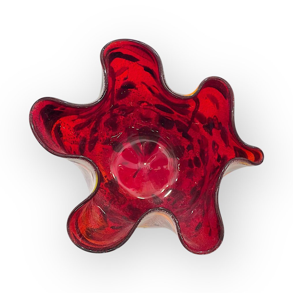 Filippo Maso - Vase - Red handkerchief with silver leaf and murrine. - Murano glass #3.2