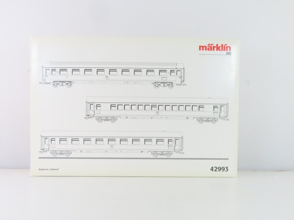 Märklin H0 - 42993 - Machetă tren transport călători (3) - Set de vagoane pentru persoane, format din trei piese, cu vagoane de tren rapid cu patru osii, tip - DB #3.2