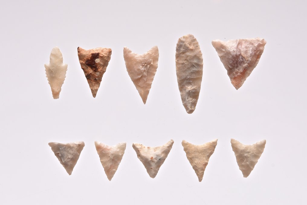 10 Neolithic arrowheads flint Arrow head  (No reserve price) #3.2