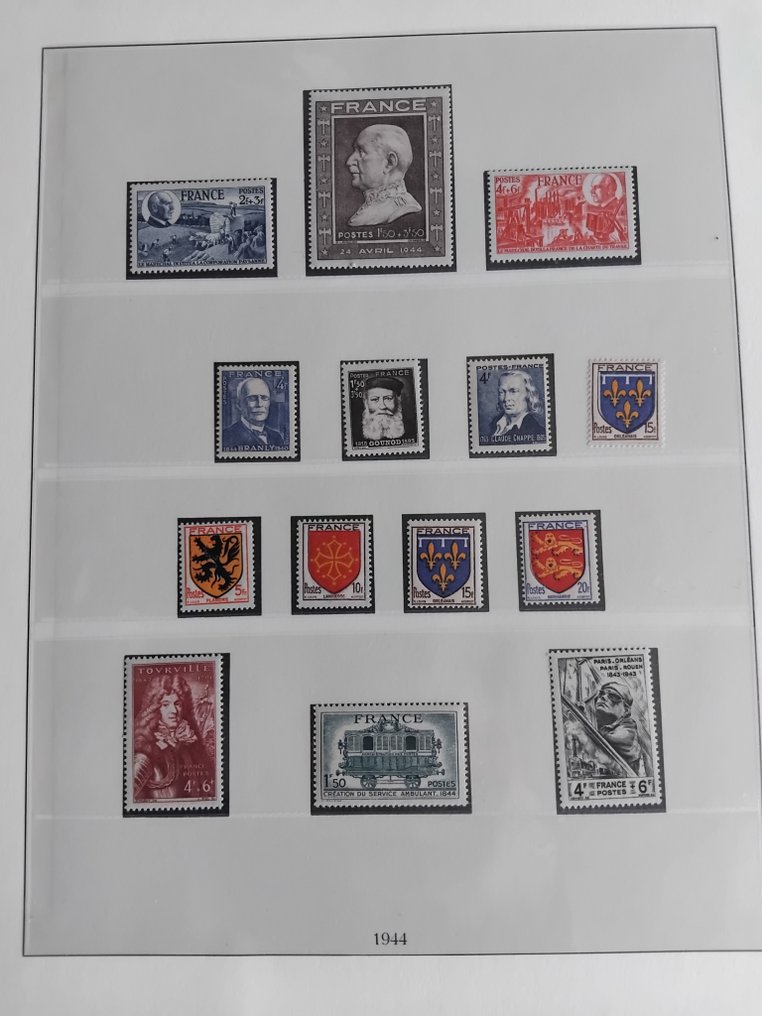 France 1944/1949 - Consecutive lot of 6 complete years of new luxury items on Lindner album sheets. - Yvert n°599 au n°862 + Poste Aérienne, Variétés & Matériel // Voir Photo & déscriptif. #4.3