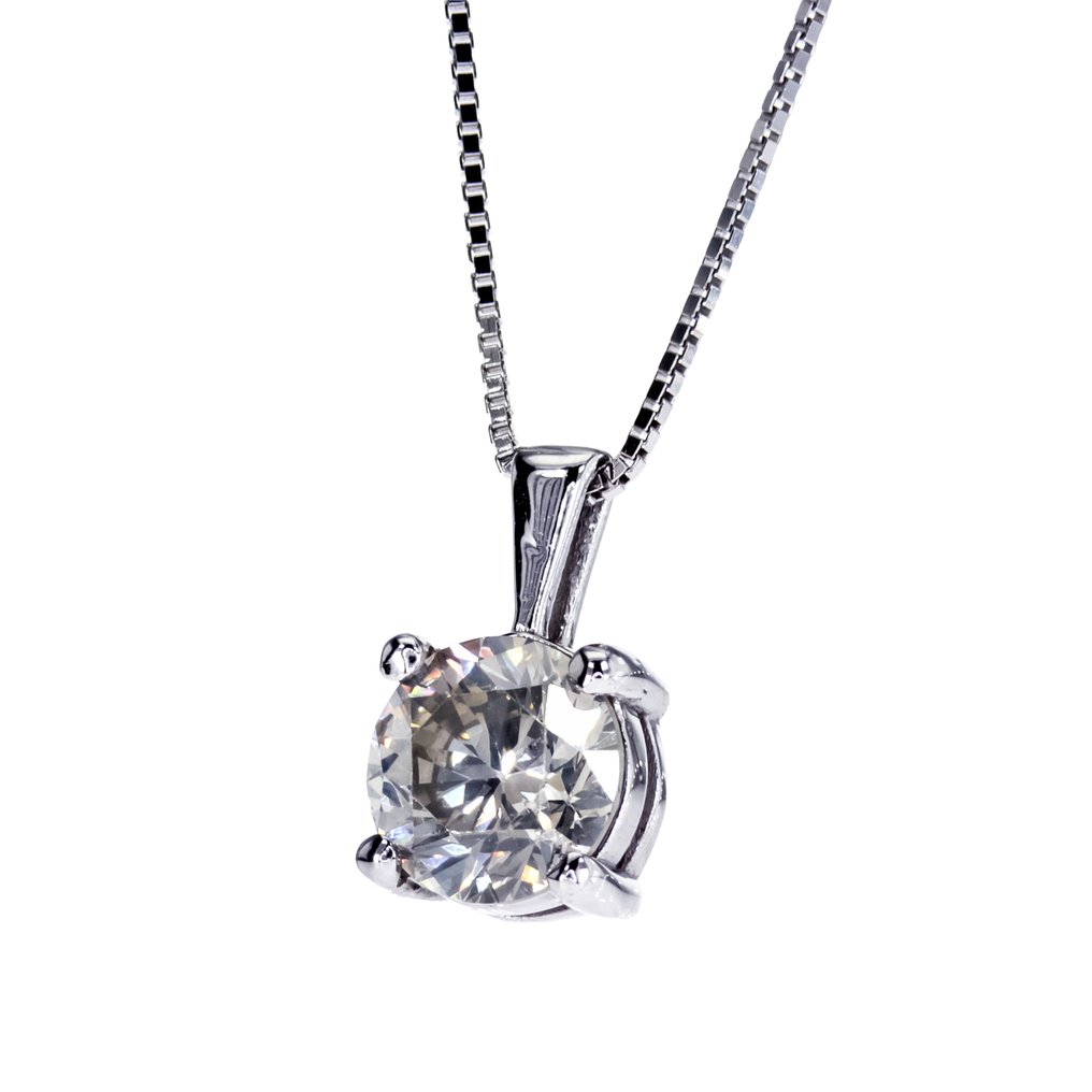 Sem preço de reserva - Colar - 14 K Ouro branco - 1.01ct. tw. Diamante (Colorido natural) #1.0