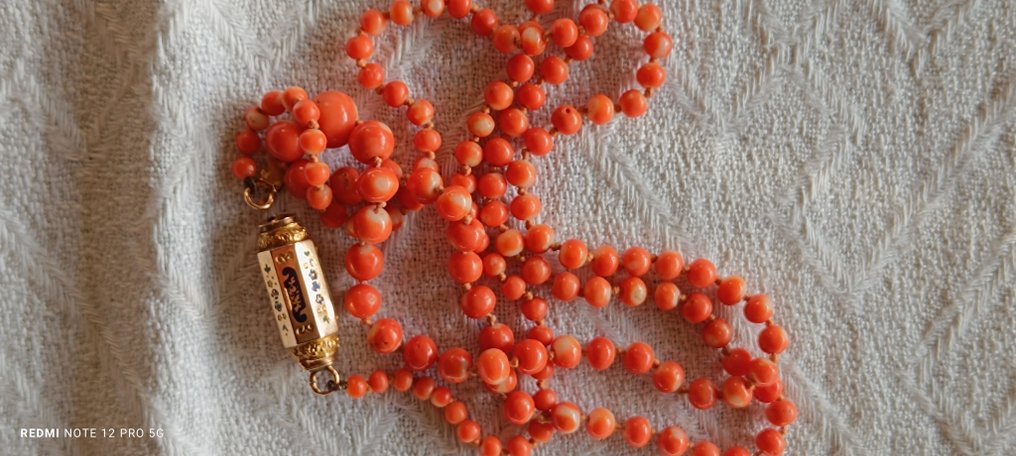 Collier - 18 carats Or jaune Corail - Corail #2.1