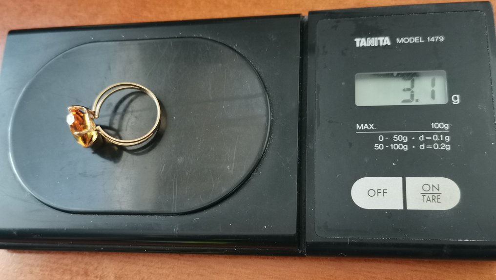 Zonder minimumprijs - Ring - 18 karaat Geel goud Citrien #4.3