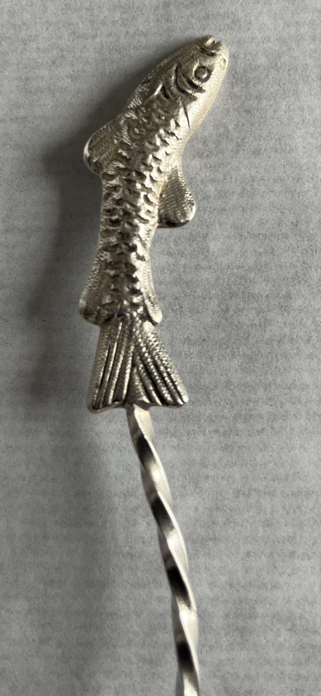 鱼餐具 - .833 银 - 古董沙丁鱼叉 #4.3