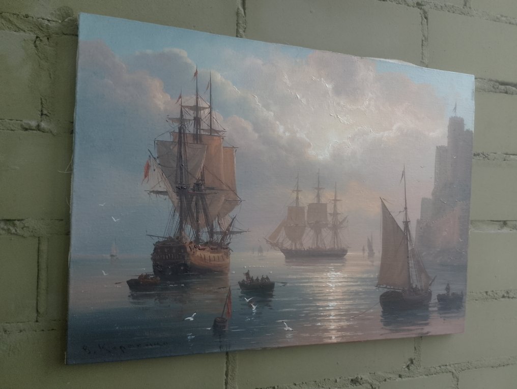 Vitalii Karpenko (1963) - Seascape with ships #3.2