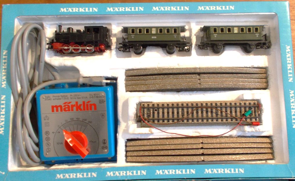 M rklin H0 - 2943 / 37540 - Τρένο μοντελισμού (20) - Ολοκληρωμένο σετ εκκίνησης Märklin με μετασχηματιστή (Trafo 37540), ατμομηχανή, επιβατικά βαγόνια. - DB #2.1