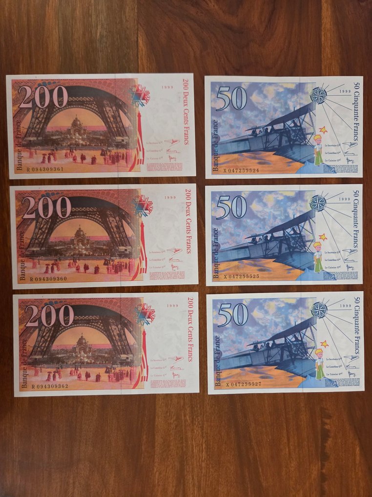 France. - 3 x 50 and 3 x 200 Francs 1999  (No reserve price) #4.3