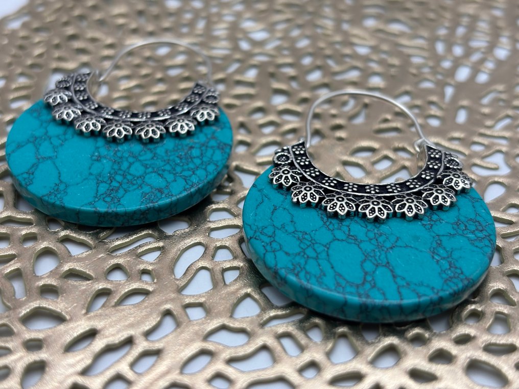 Ασημί επιχρυσωμένα σκουλαρίκια με τιρκουάζ και κρεμαστά. Χωρίς ελάχιστη τιμή!! - Σκουλαρίκια - Χωρίς ελάχιστη τιμή! #4.3