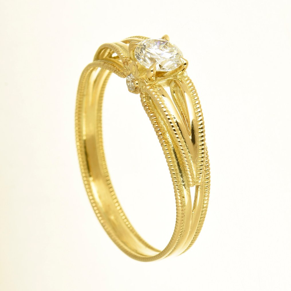 Bague - 14 carats Or jaune Diamant (Naturelle)  #1.0