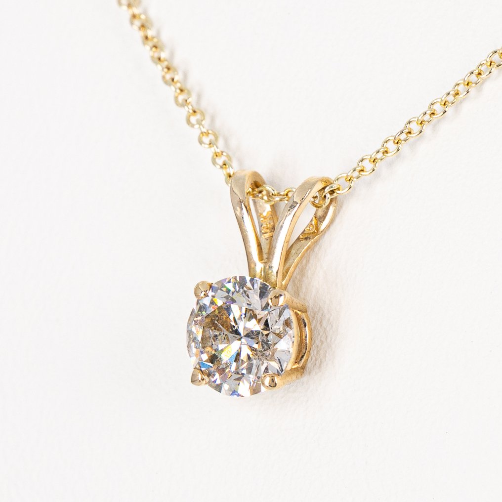 Sem preço de reserva - Colar com pingente - 14 K Ouro amarelo -  0.83ct. tw. Diamante (Colorido natural) - IGI #1.0