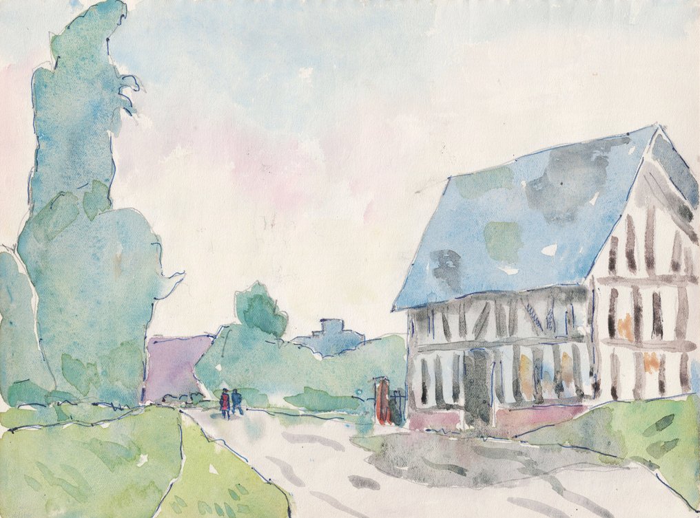 René Sautin (1881-1968) - Maison à colombages - Le pont suspendu, les Andelys #1.0