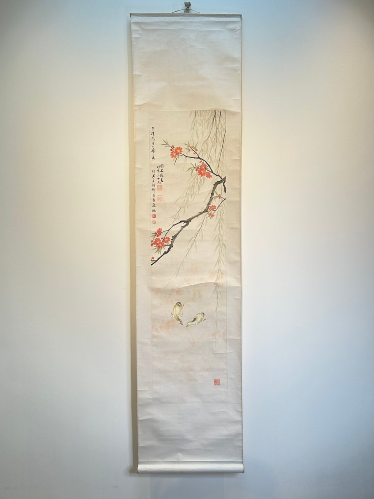 wilgen en prunus schildering - Unknown artists, one including 杜其守 - China  (Ohne mindestpreis) #1.0