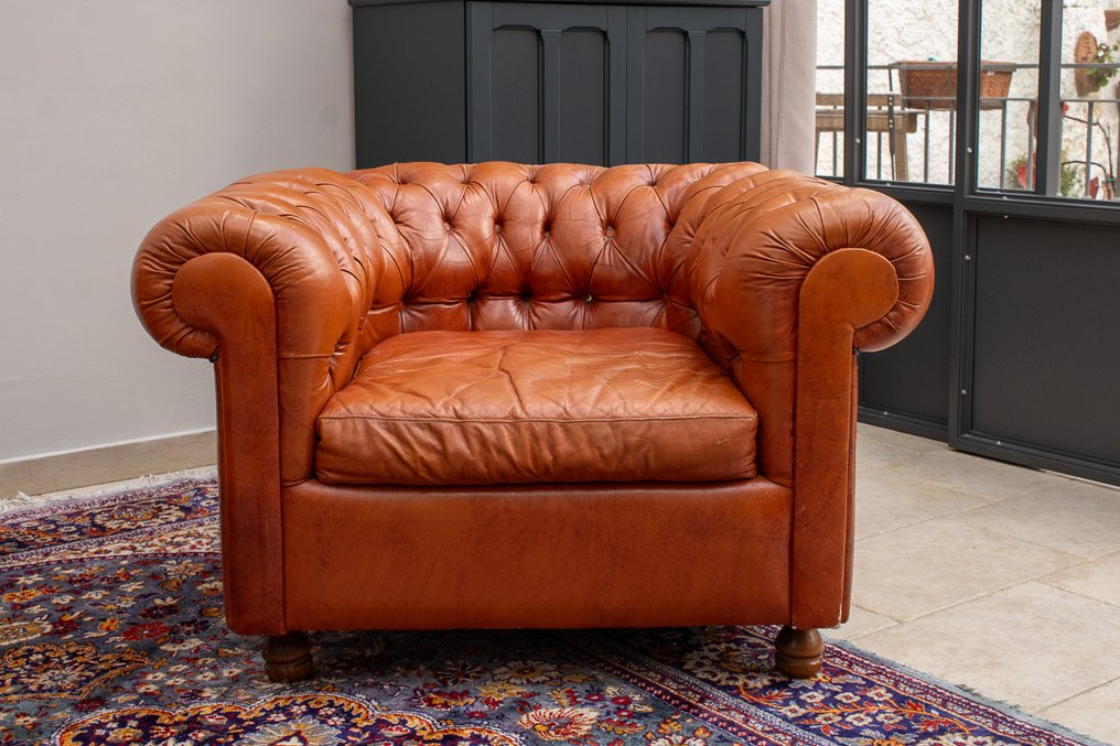 扶手椅 (2) - 俱乐部切斯特菲尔德 - 皮革, 木 #4.3