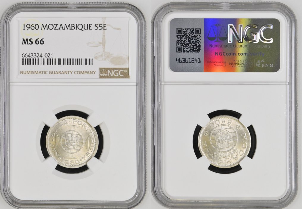 葡萄牙莫桑比克. Republic. 5 Escudos 1960. NGC MS 66  (没有保留价) #1.0