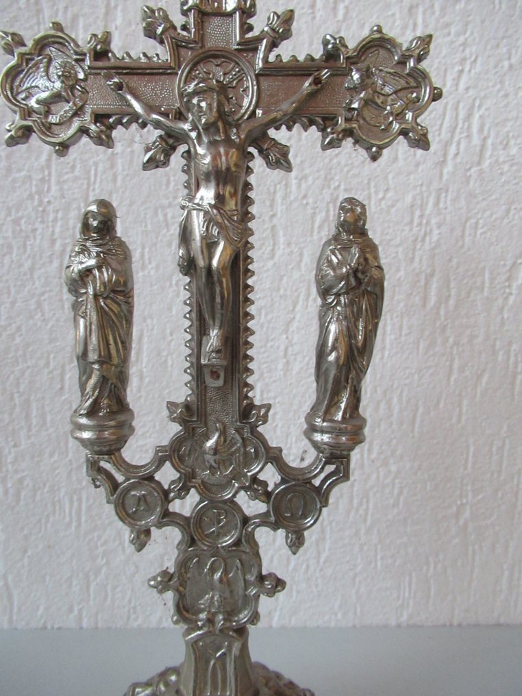 Crucifix - Spelter - First half of the 20th century - 44 cm #3.2