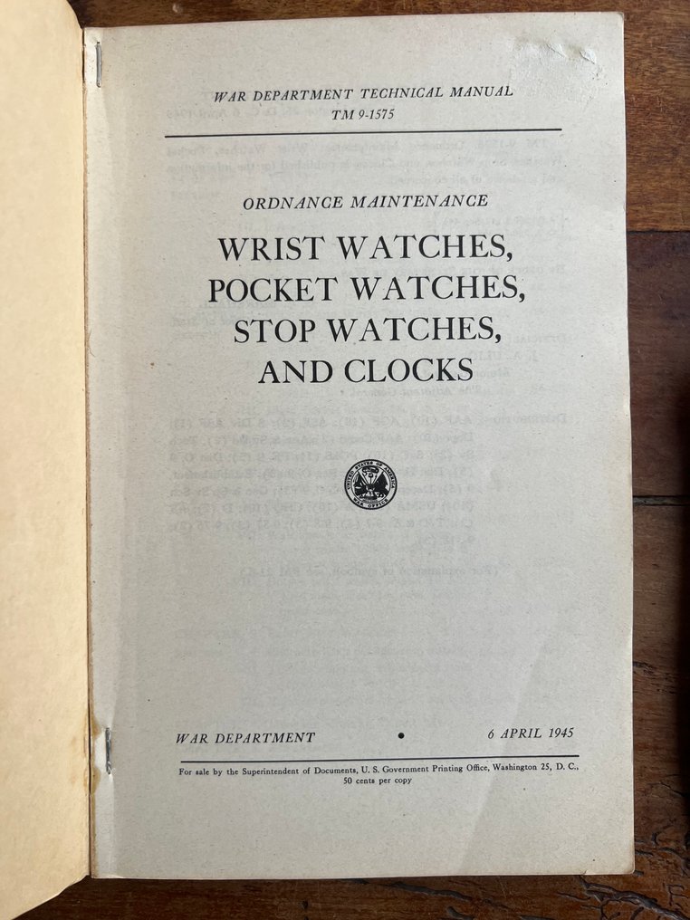 US Army Technical Manual - Military Wrist Watches, Compass, Clocks - Maintenance, repair, use - technical drawings - 1945 #3.2