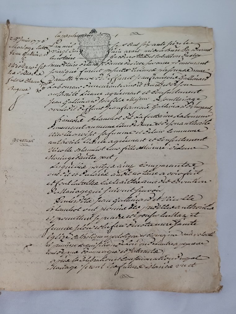Divers - Contrat de mariage passé devant notaire royal, Règne Louis XVI. - 1776 #1.0