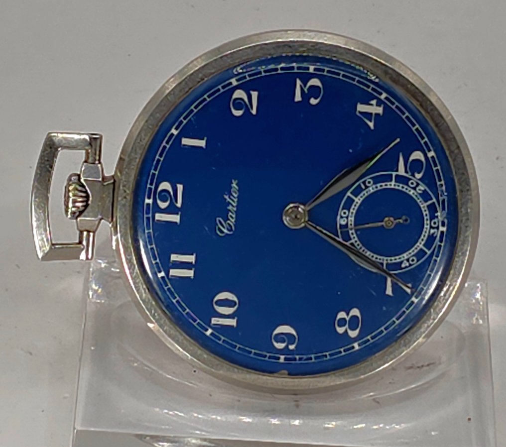 Jules Jürgensen für Cartier - Platine Lepine Taschenuhr - dunkelblauses Emaille Ziffernblatt - Schweiz um 1930 - 1900-1949 #1.0