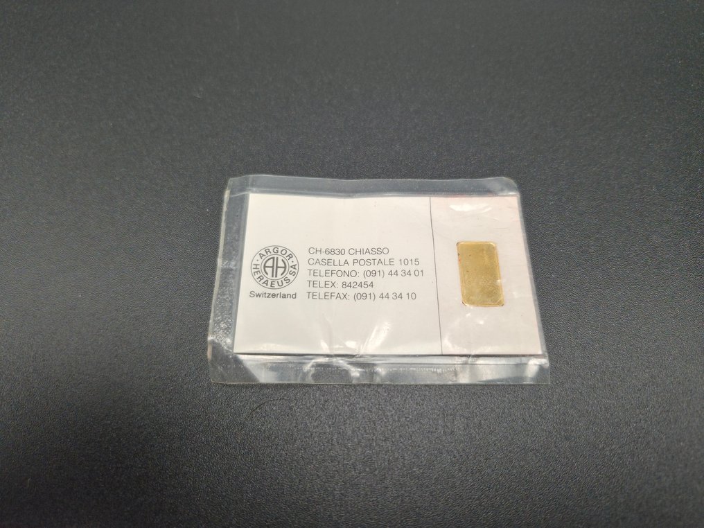 1 gramm - Arany .999 - Argor-Heraeus, Switzerland - Sealed, Sealed & with certificate (Nincs minimálár) #1.0