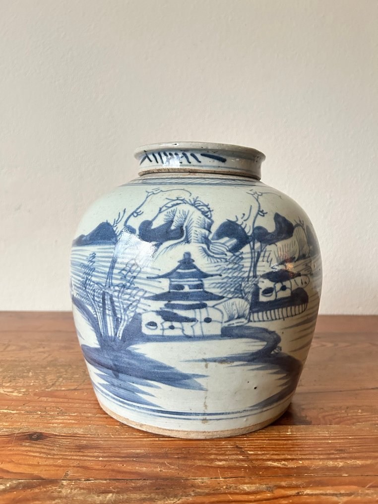 淡赤黄色的罐子 - 瓷 - 姜壶带盖子 #1.0