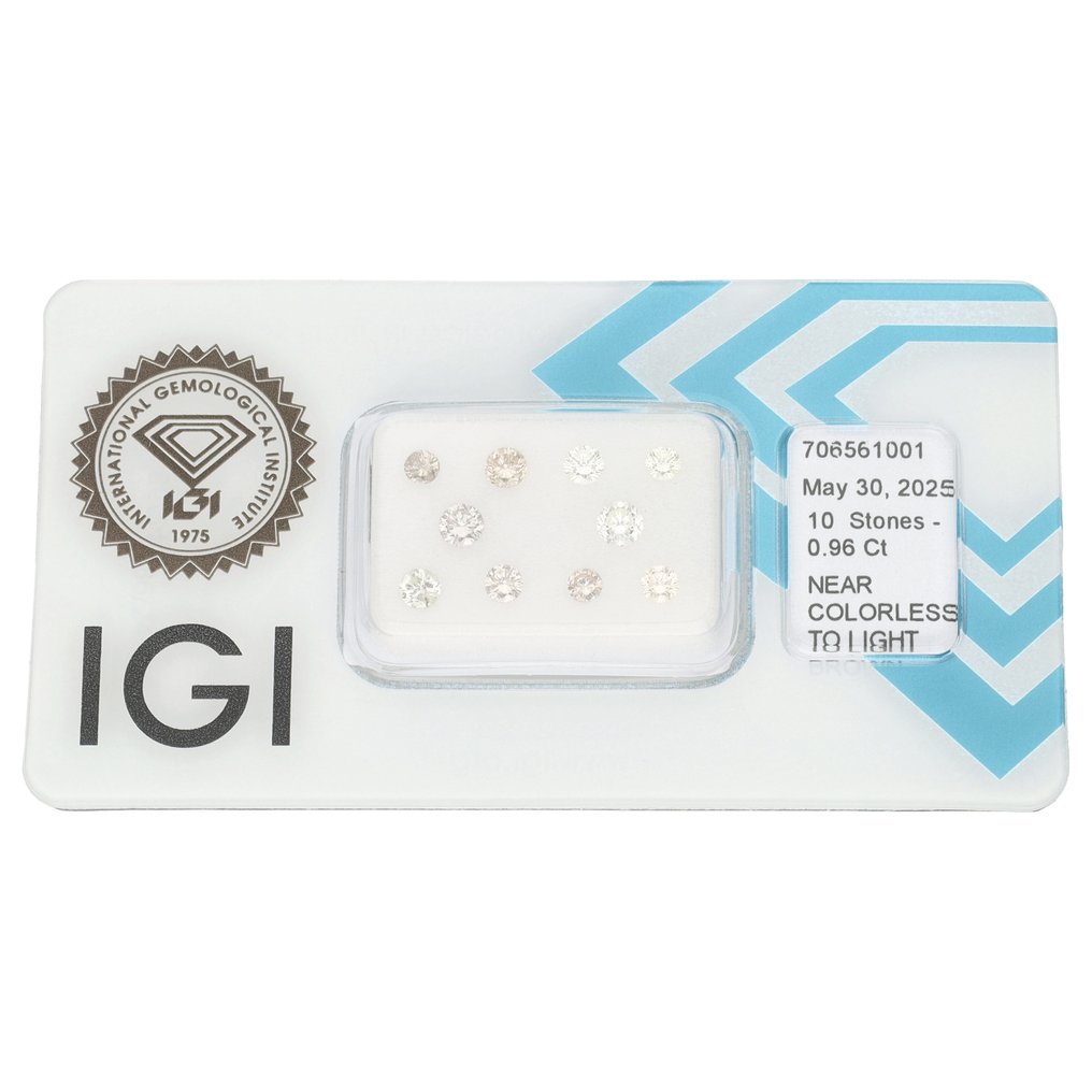 沒有保留價 - 10 pcs 鑽石  (天然)  - 0.96 ct - 圓形 - I1 - 國際寶石學院（International Gemological Institute (IGI)） #1.0
