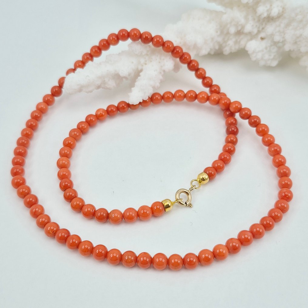 Κοράλλι αίματος - Ασημί, Gold-plated - Κολιέ - CORALLO MEDITERRANEO #3.2