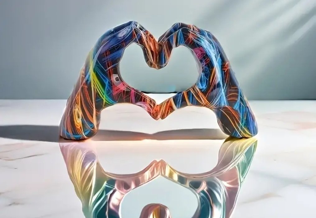 Statuette, Scultura moderna "Cuore Riflesso" 10,5 cm - 6 cm - Resin - 2025 #1.0