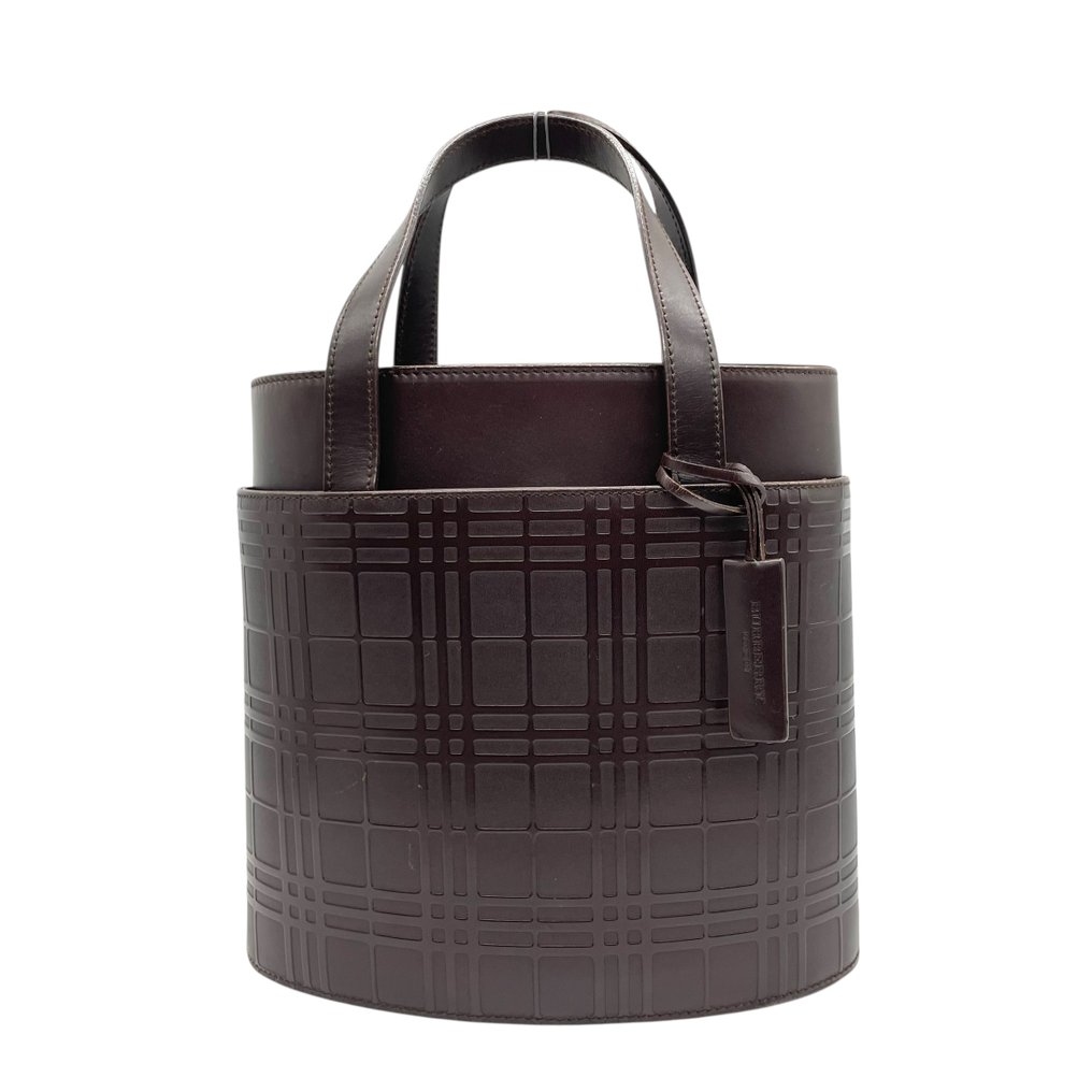 Burberry - Embossed Check Nova Check Handbag Vintage Leather Structured Top Handle Bag - Kézitáska #1.0