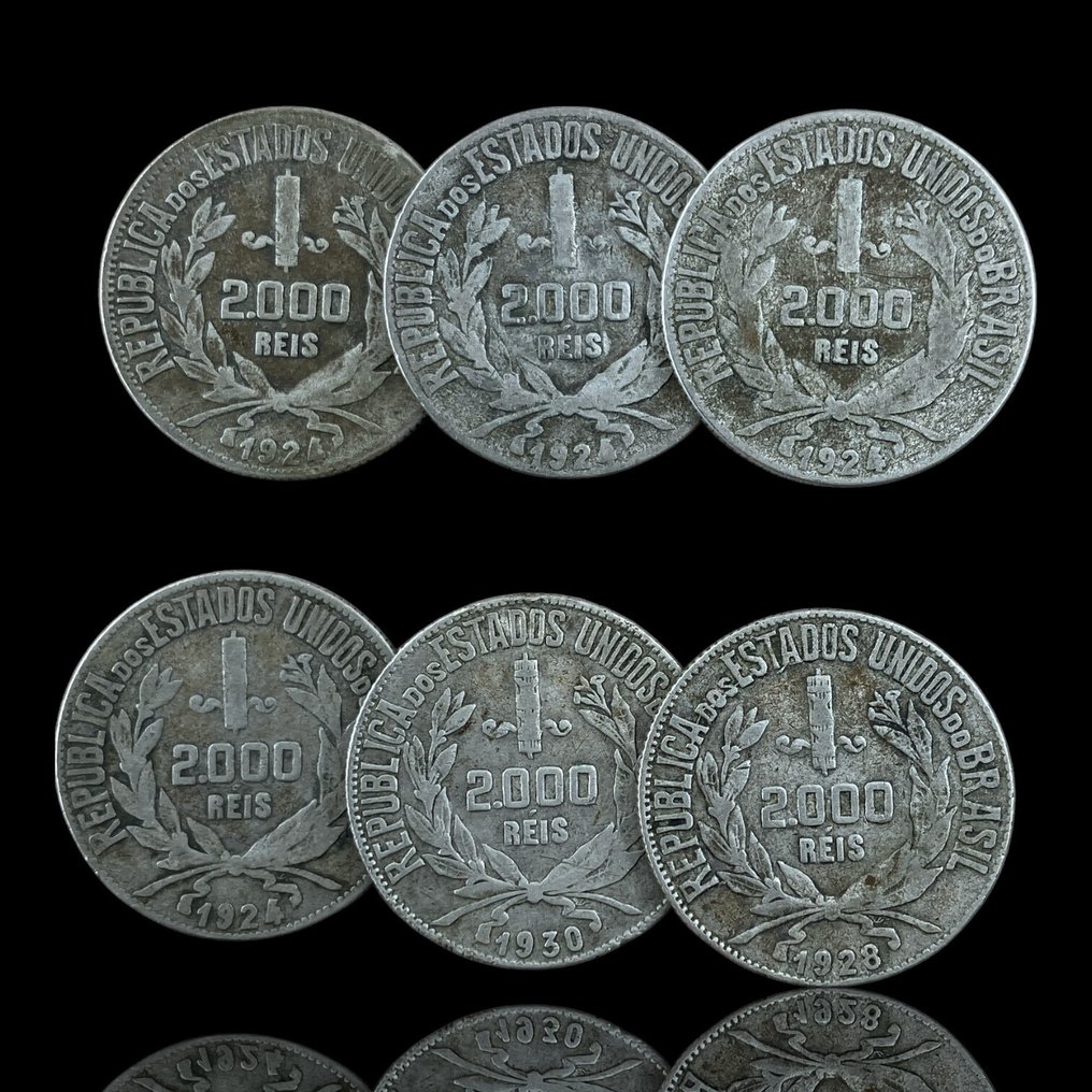 巴西（殖民地）. 6 x 2000 Reis (Prata) 1924-1930  (沒有保留價) #1.0