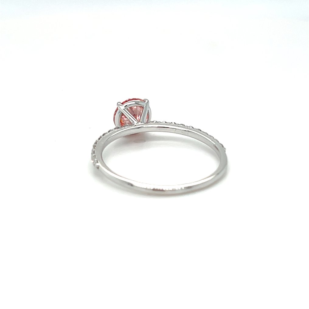 Zonder minimumprijs - Ring - 14 karaat Witgoud - 1.03ct. tw. Roze Diamant (Fancy gekleurde, lab-grown diamant) - Diamant #4.3