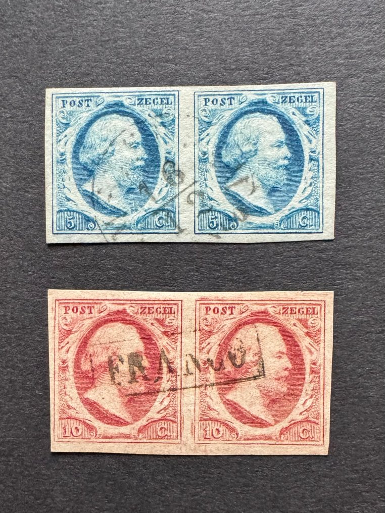Netherlands 1852 - King Willem III in pairs. - NVPH 1 en 2 #1.0