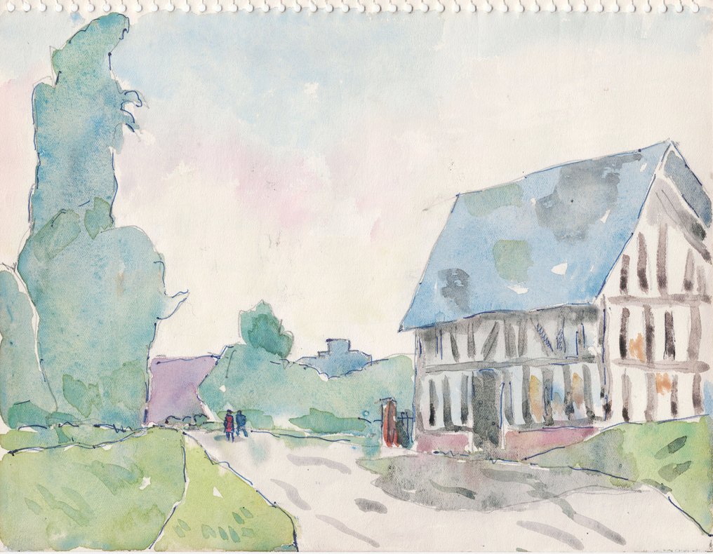 René Sautin (1881-1968) - Maison à colombages - Le pont suspendu, les Andelys #1.0