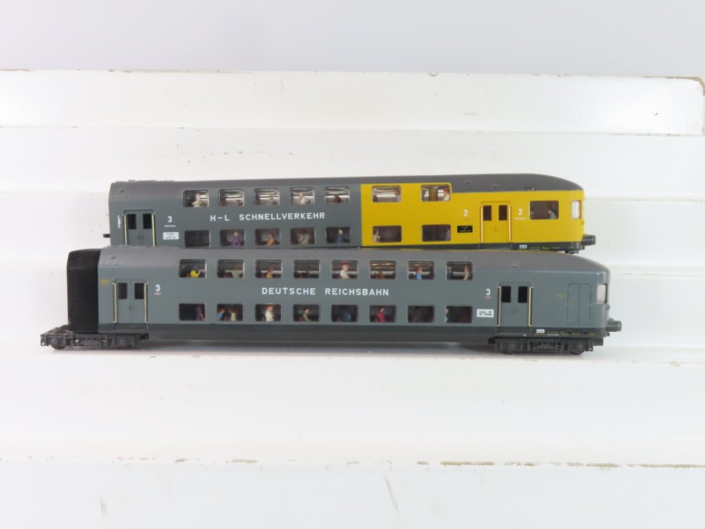 Lima H0 - 309260L - Treinstel (1) - 2-delige dubbeldeks sneltreinrijtuigen-set 3e klas - DR (DRB) #1.0